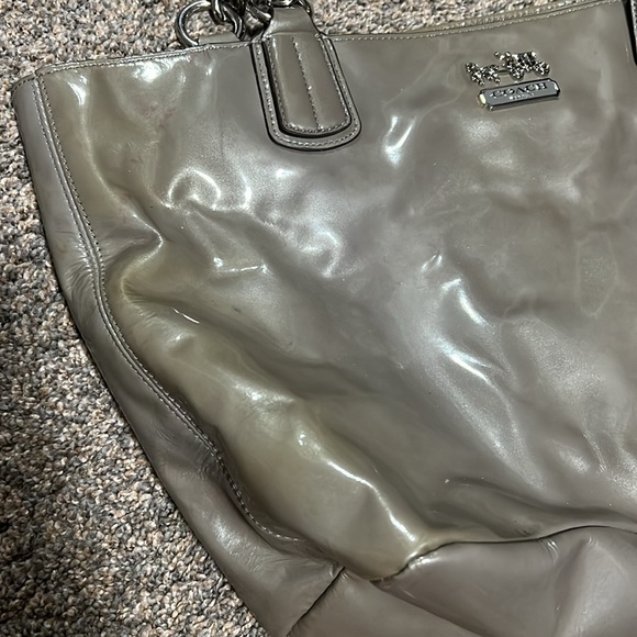 Womens Grey Metallic Coach Purse - Picture 2 of 11